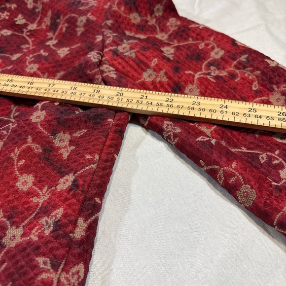 Garfield & Marks red Floral Blazer Open Front Jacket pockets Size 8 Made In USA - Picture 7 of 9